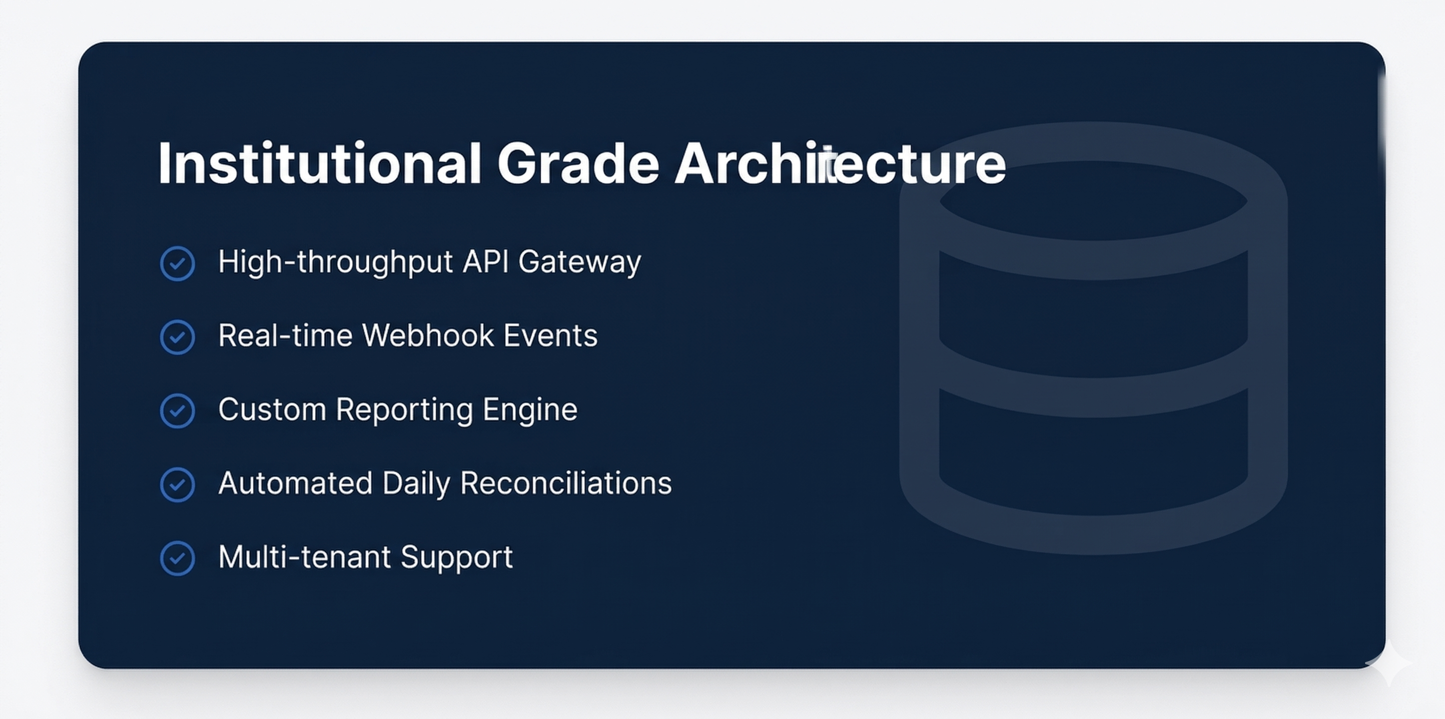 Institutional Grade Architecture Feature Card